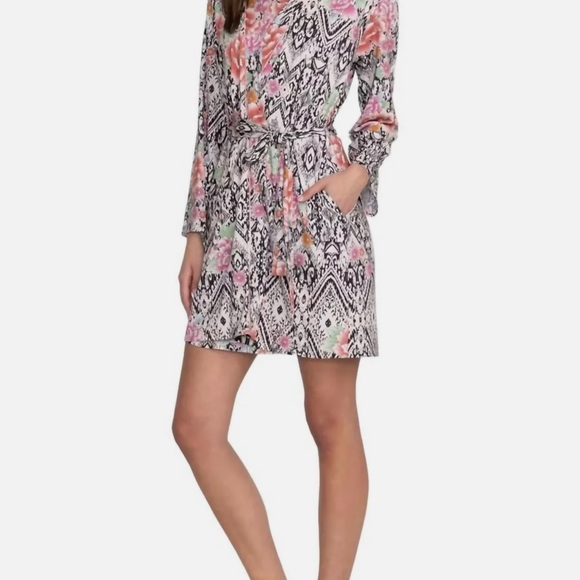 Johnny Was Pink and Black Long Sleeve Dress - Picture 1 of 9